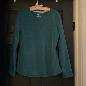 Tell Gear teal blue/green fleece long sleeve top, slim fit, size petite medium
